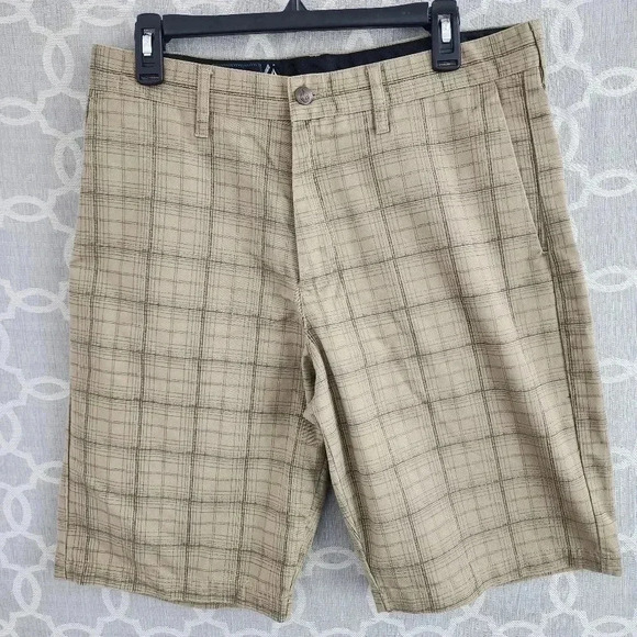 Volcom Plaid Bermuda Brown Men's Shorts 32x10 - Picture 1 of 7